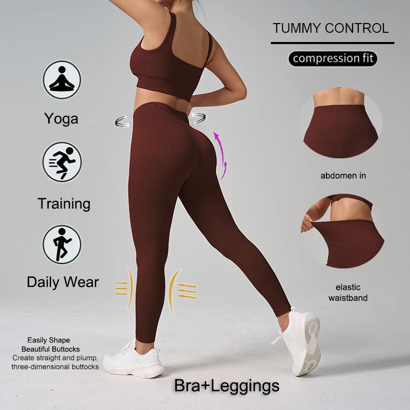 WAREBALL Sport Seamess Women's Athletic Tracksuit Gym Cothes Tank Top And Leggings Workout Women Set For Daily Wear