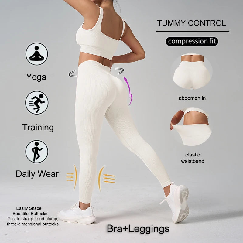 WAREBALL Sport Seamess Women's Athletic Tracksuit Gym Cothes Tank Top And Leggings Workout Women Set For Daily Wear