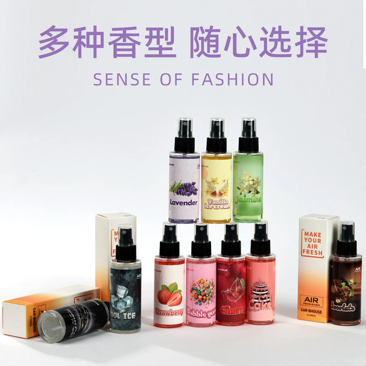Car Air Freshener Spray Car Fragrance Long-Lasting Light Strawberry/cherry/cake Scent Fresh Perfume Car Interior Deodorant Spray