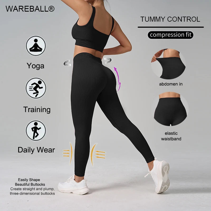 WAREBALL Sport Seamess Women's Athletic Tracksuit Gym Cothes Tank Top And Leggings Workout Women Set For Daily Wear
