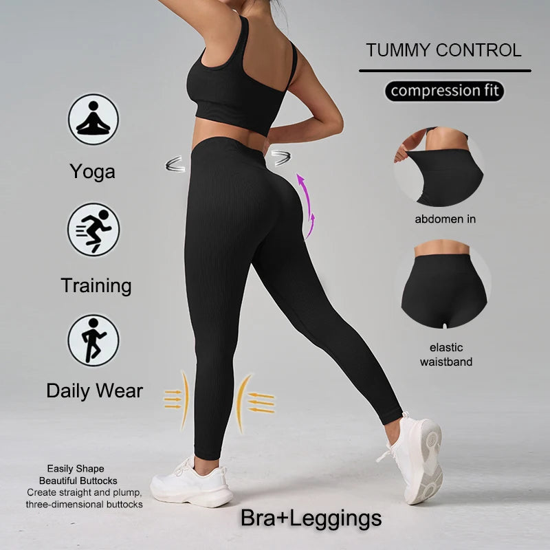 WAREBALL Sport Seamess Women's Athletic Tracksuit Gym Cothes Tank Top And Leggings Workout Women Set For Daily Wear