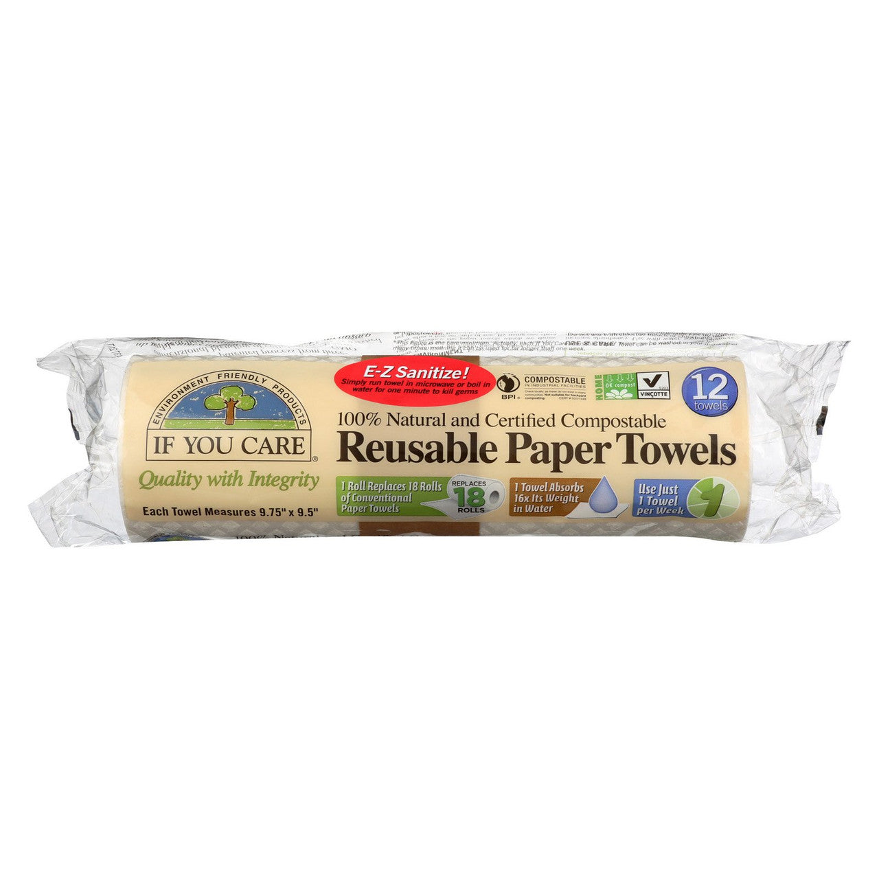 IUC REUSBL PPR TOWEL NAT ( 8 X 12 CT   )